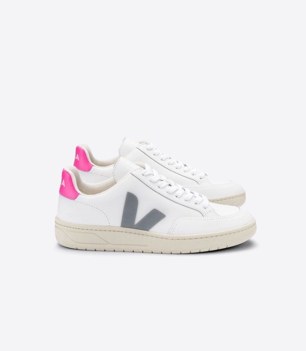 Veja Sneakers Womens - V-12 Leather - White - 0687YVOWZ